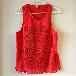 J. Crew Embroidered Eyelet Tank Top